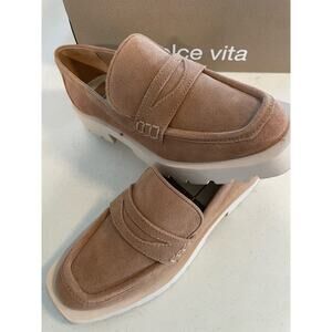 Dolce Vita Women Elias Toffee Suede Modern Preppy Lug Sole Loafers Sz 7.5 Y2K